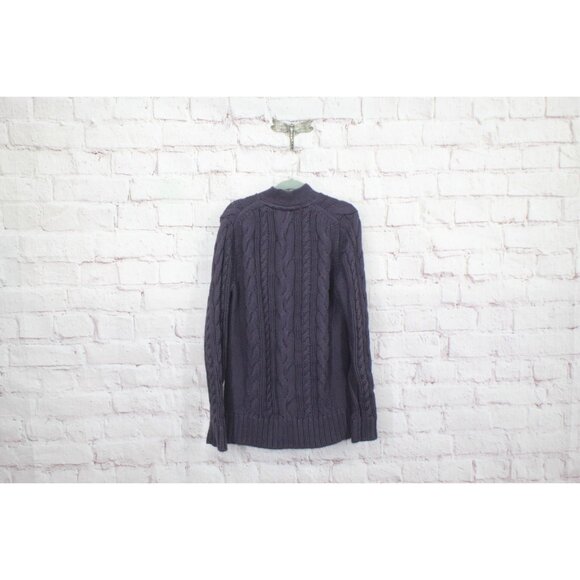 LL Bean Double L Cable Sweater Button Front Cardigan Purple Size XS - Picture 6 of 12